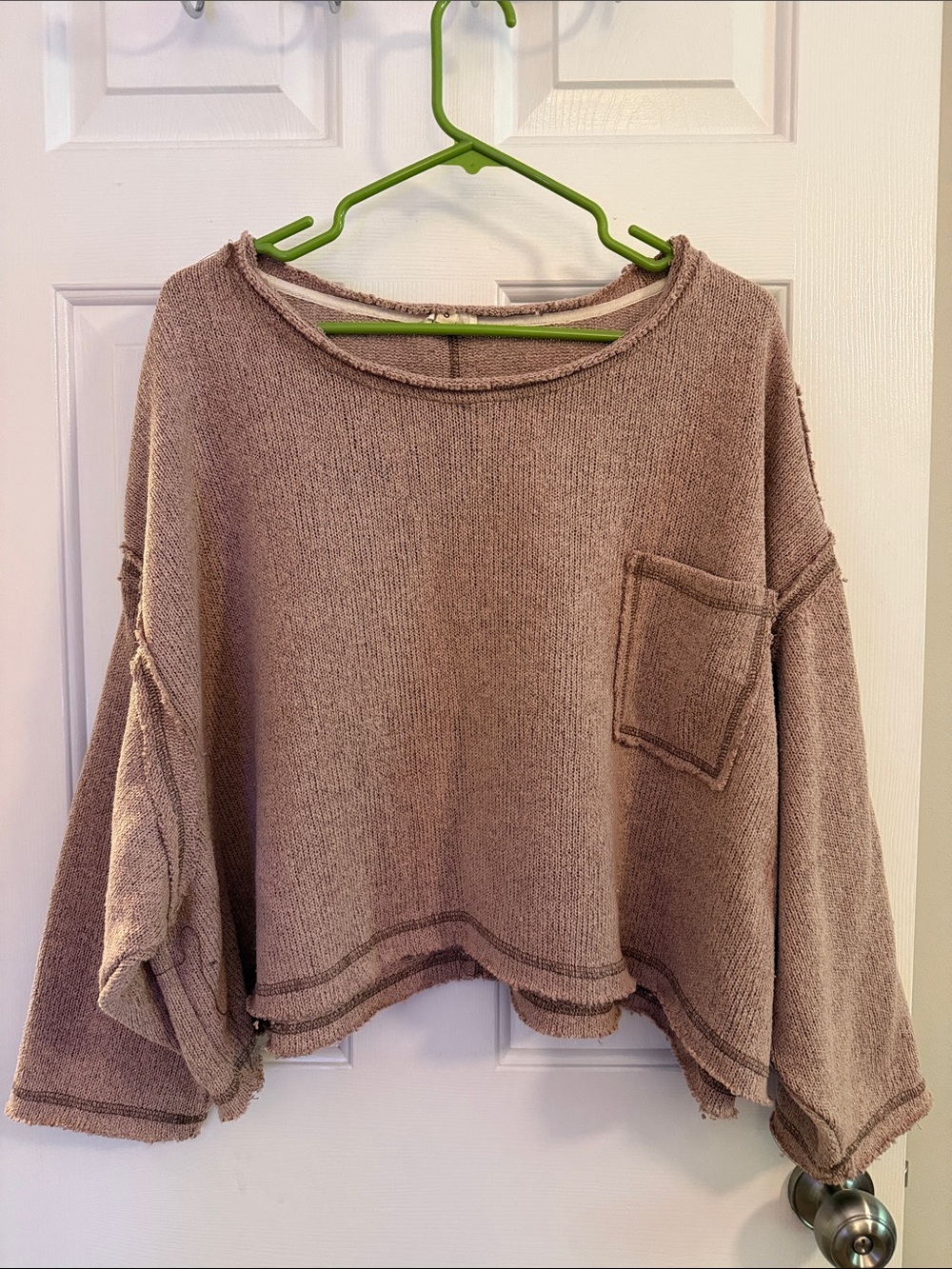 POL Boxy Crewneck Sweater in Mauve Taupe
